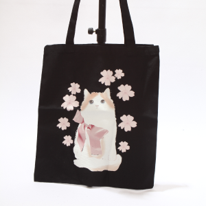 Sacosa textila / tote bag - pisică negru