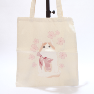 Sacosa textila / tote bag - pisică alb