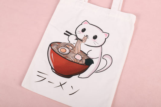 Sacosa textila / tote bag - pisică ramen